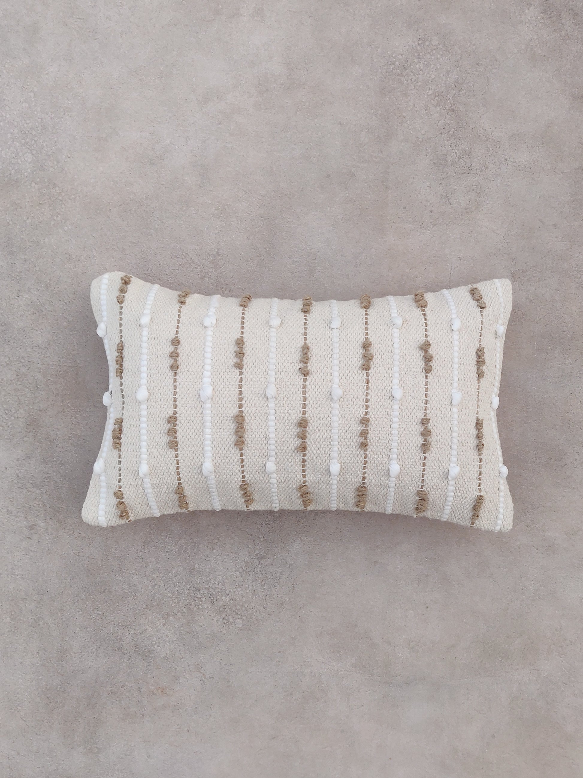 Rectangle Cream and Brown Textured Cushion