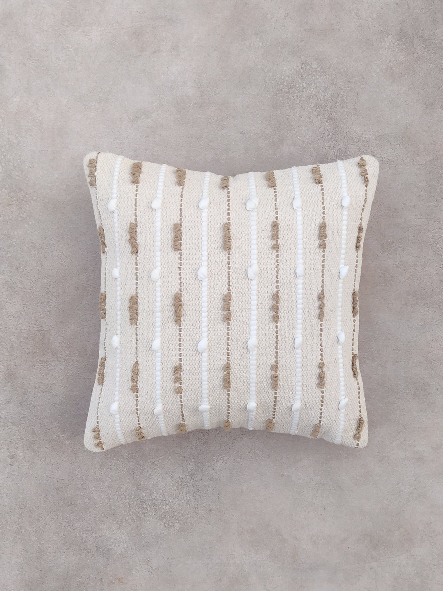Square Cream and Brown Textured Cushion Cover