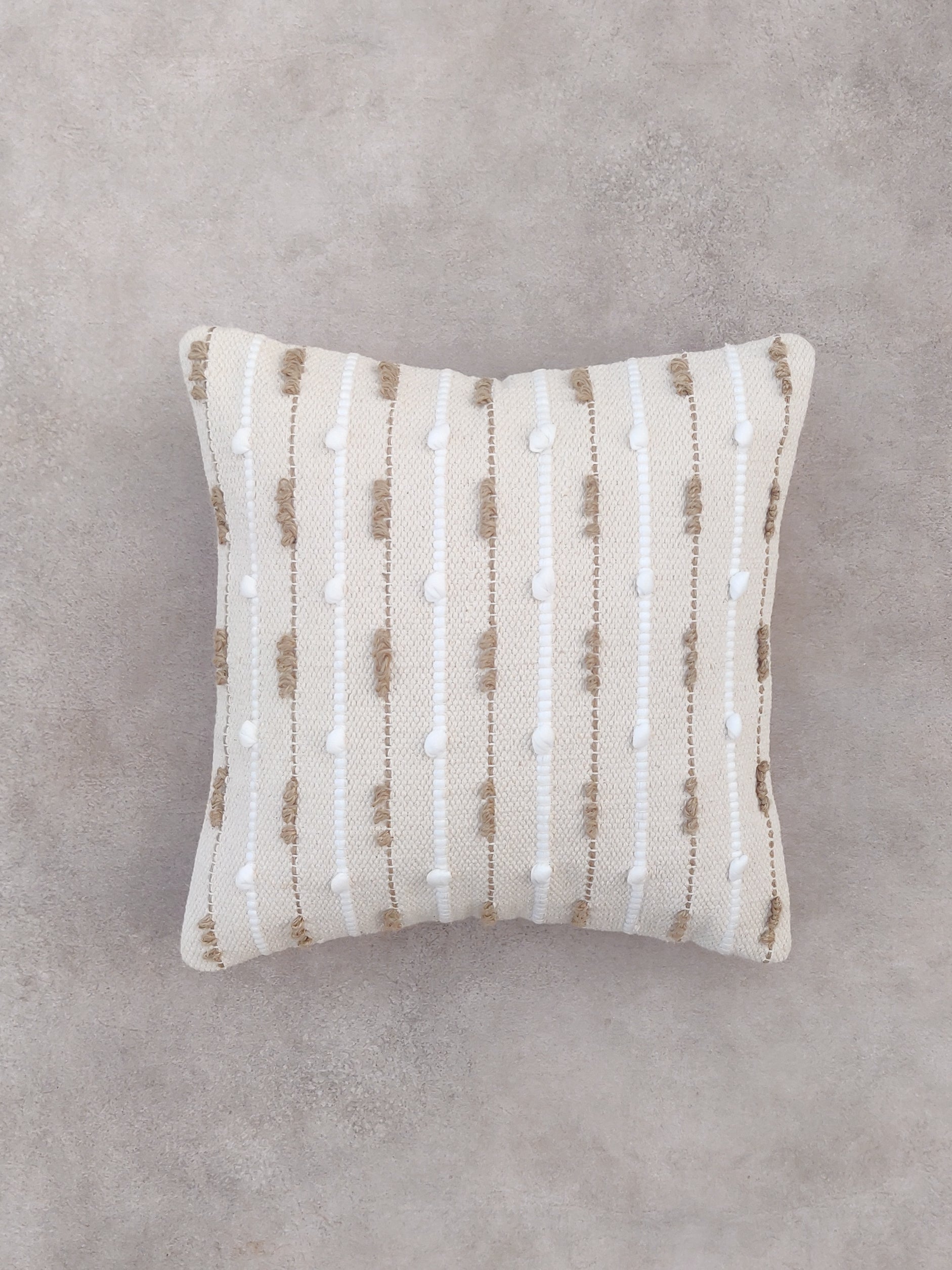 Square Cream and Brown Textured Cushion Cover