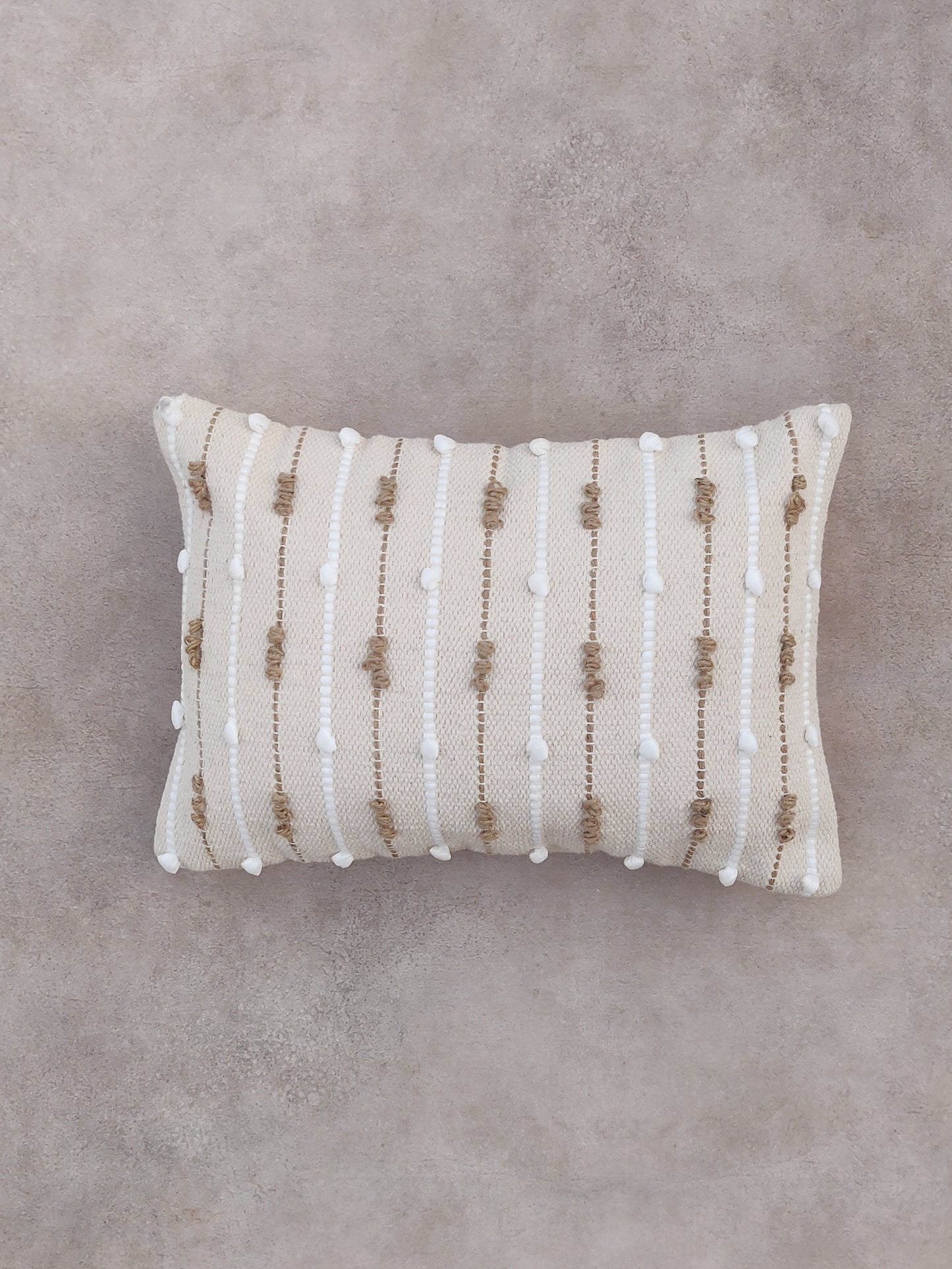 Rectangle Cushion Cover White and Brown