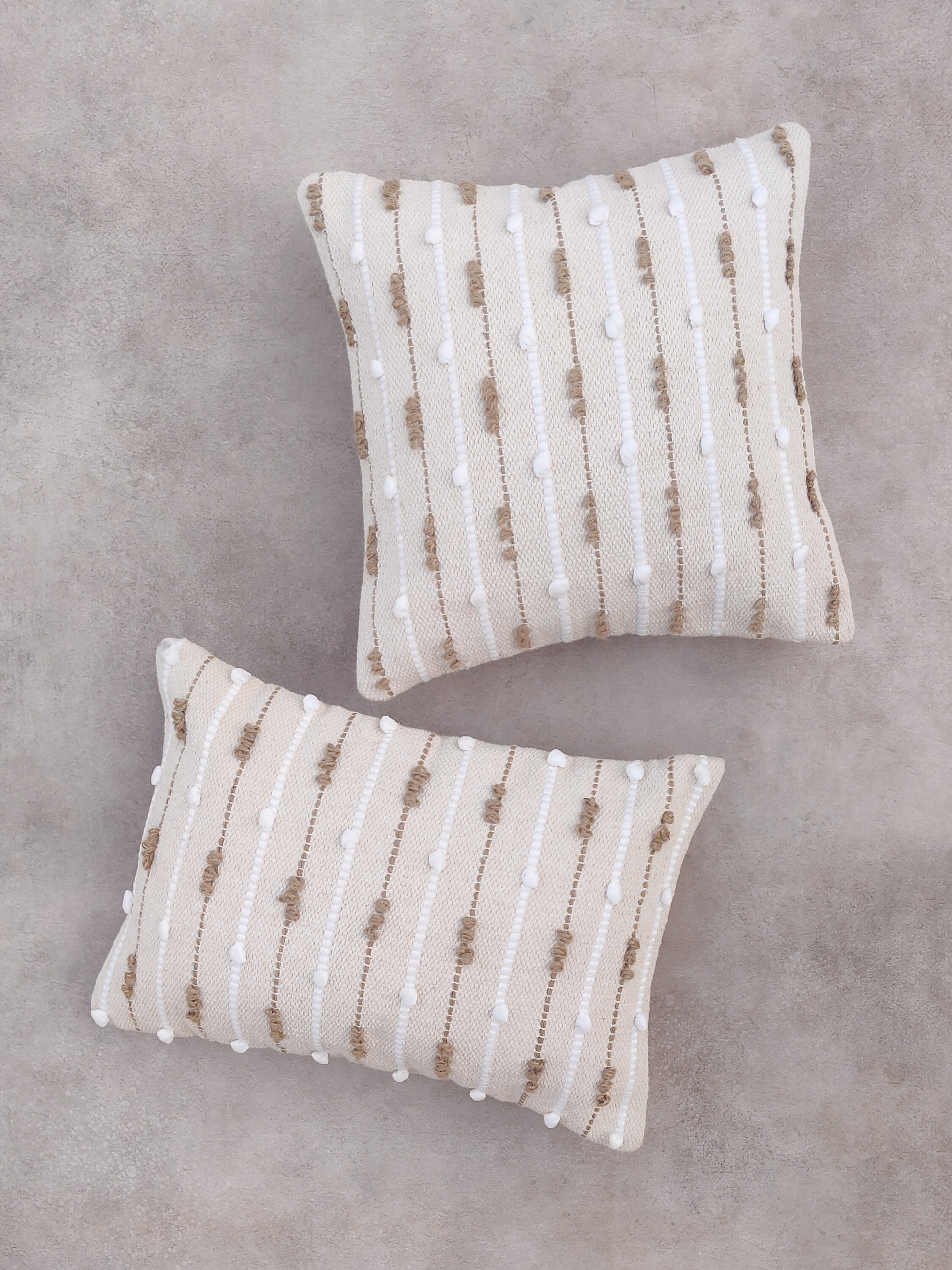 Square Cream and Brown Cushion Cover