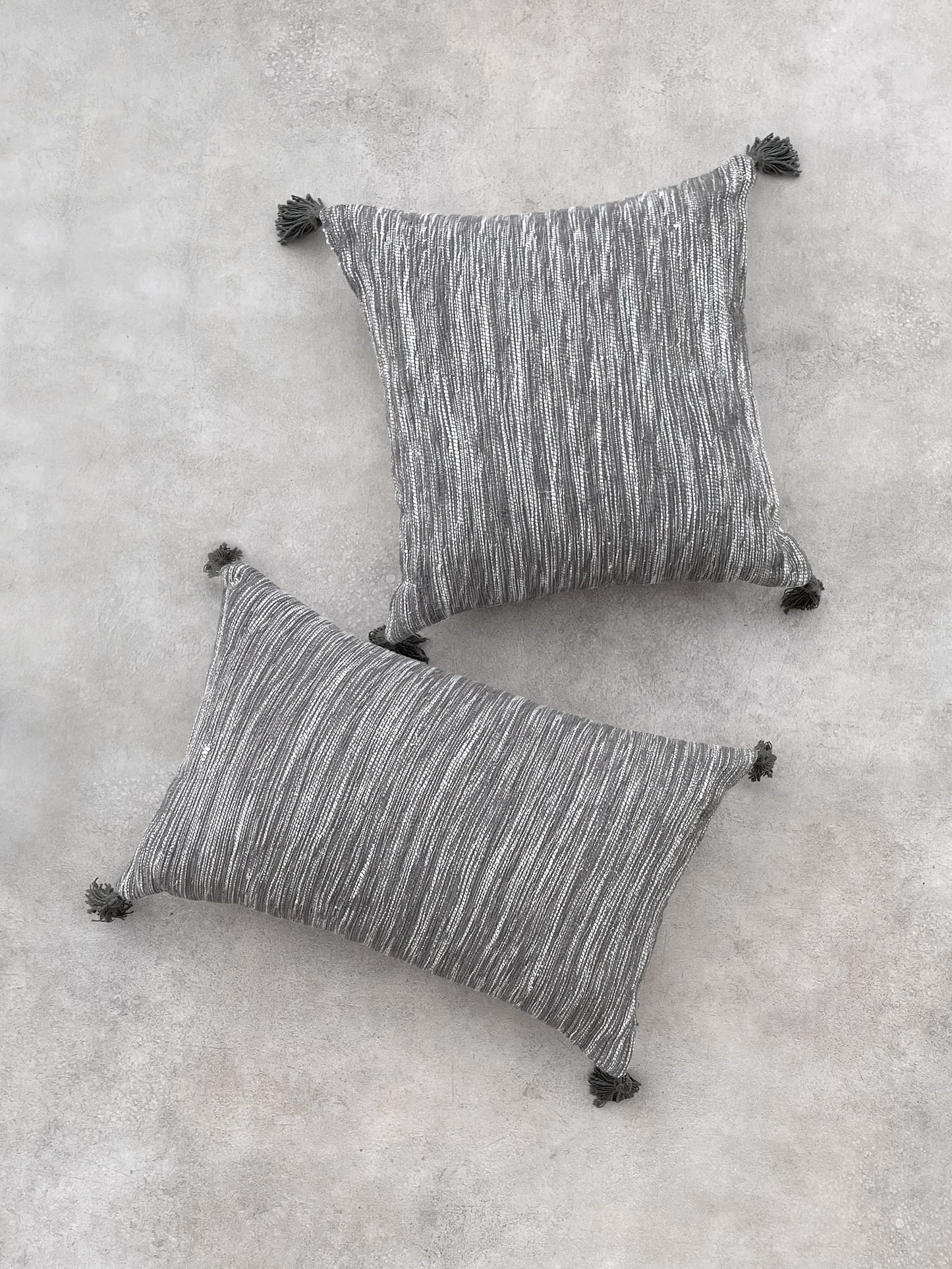 Black and Whitel Cushion Cover with Tassels
