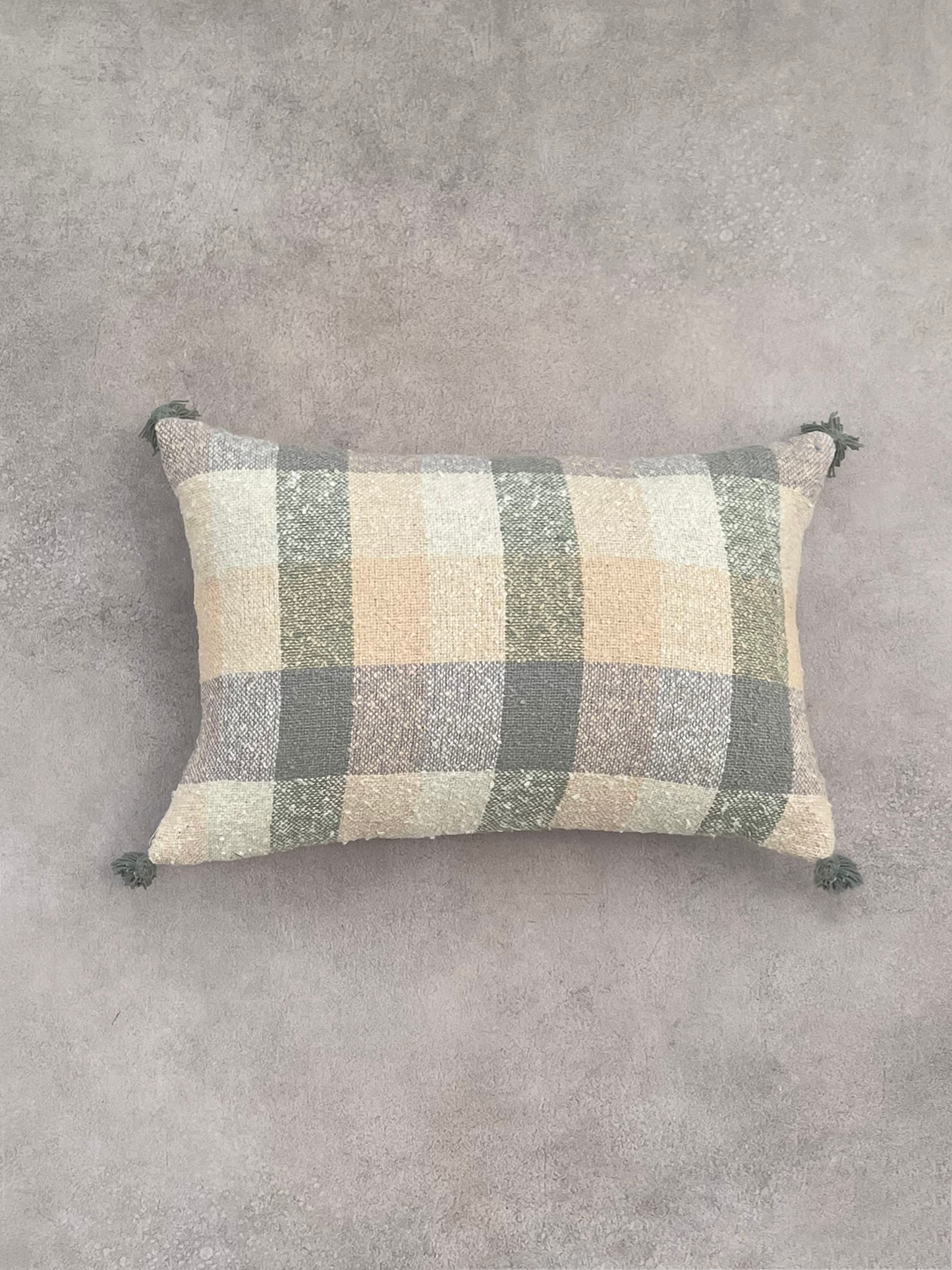 Rectangle Green Checks Cushion