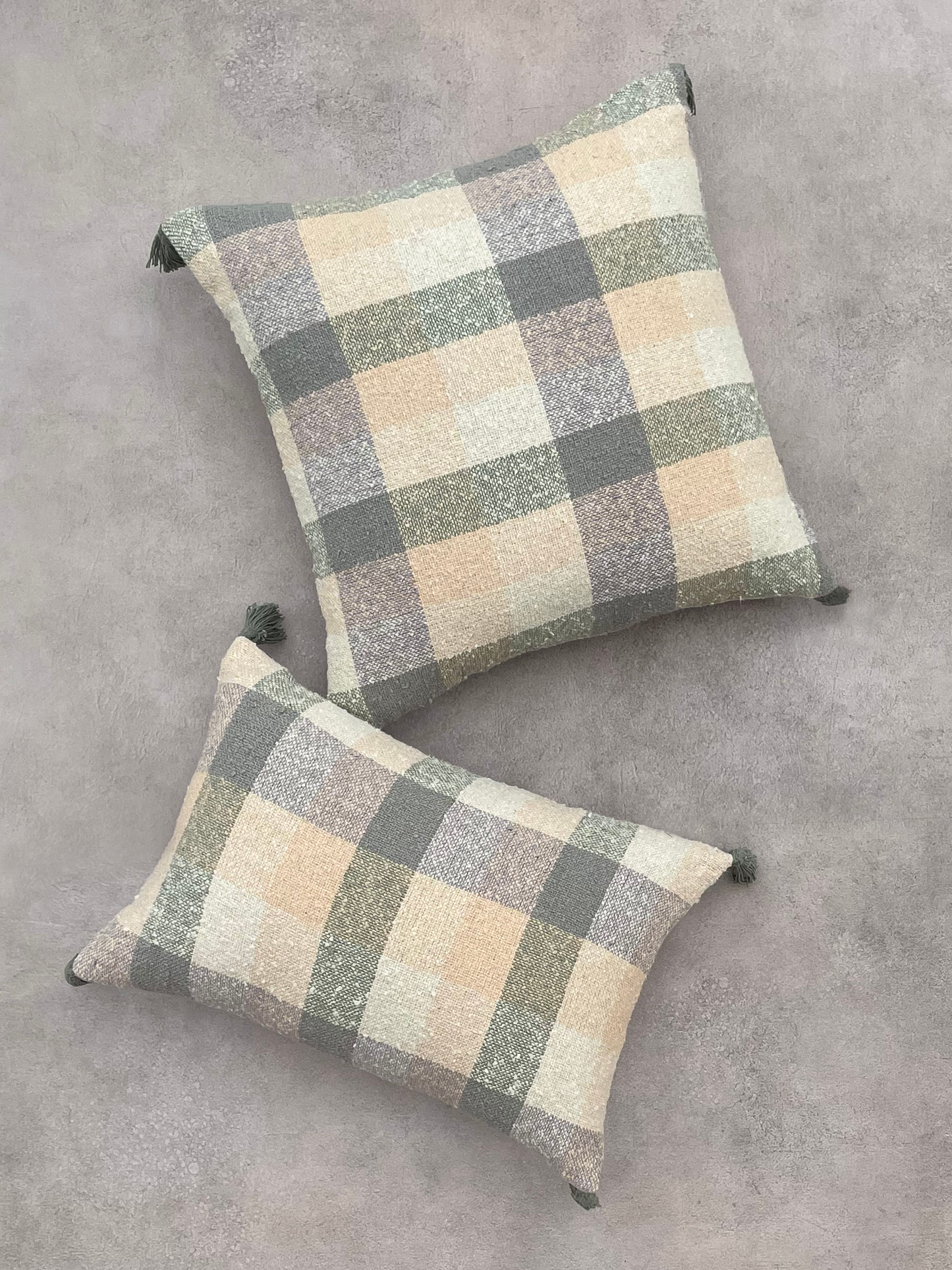 Square and Rectangle Green Checks Cushion