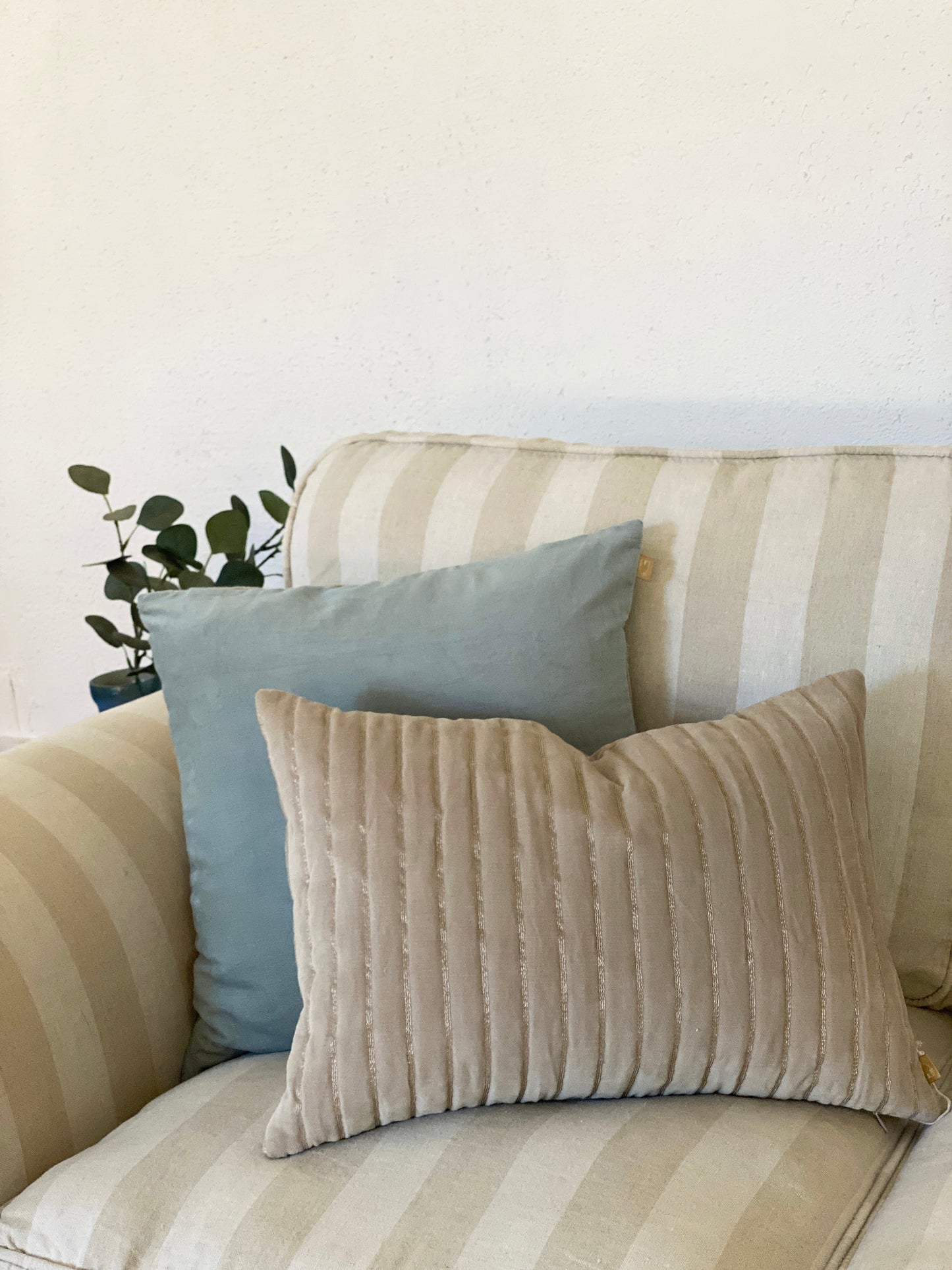 EDEN STRIPED OATMEAL OBLONG CUSHION COVER