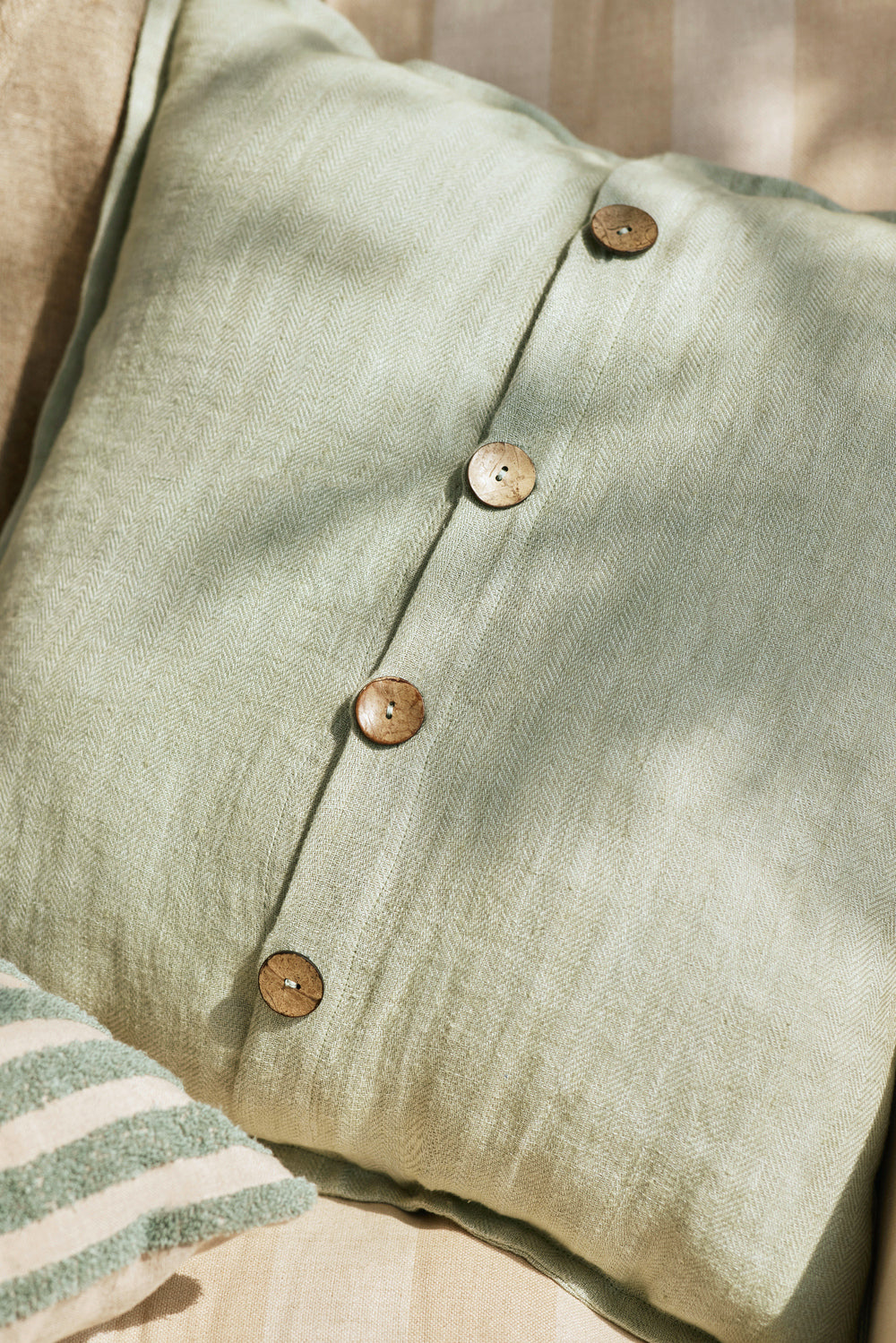 LINEN HERRINGBONE EUCALYPTUS CUSHION COVER