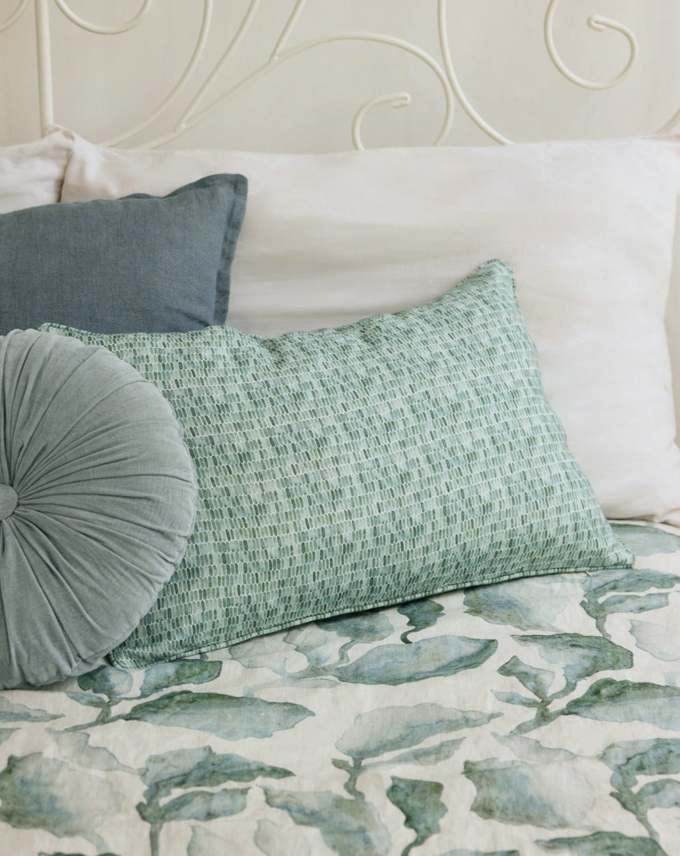 CASCADE TEAL LINEN BEDSPREAD