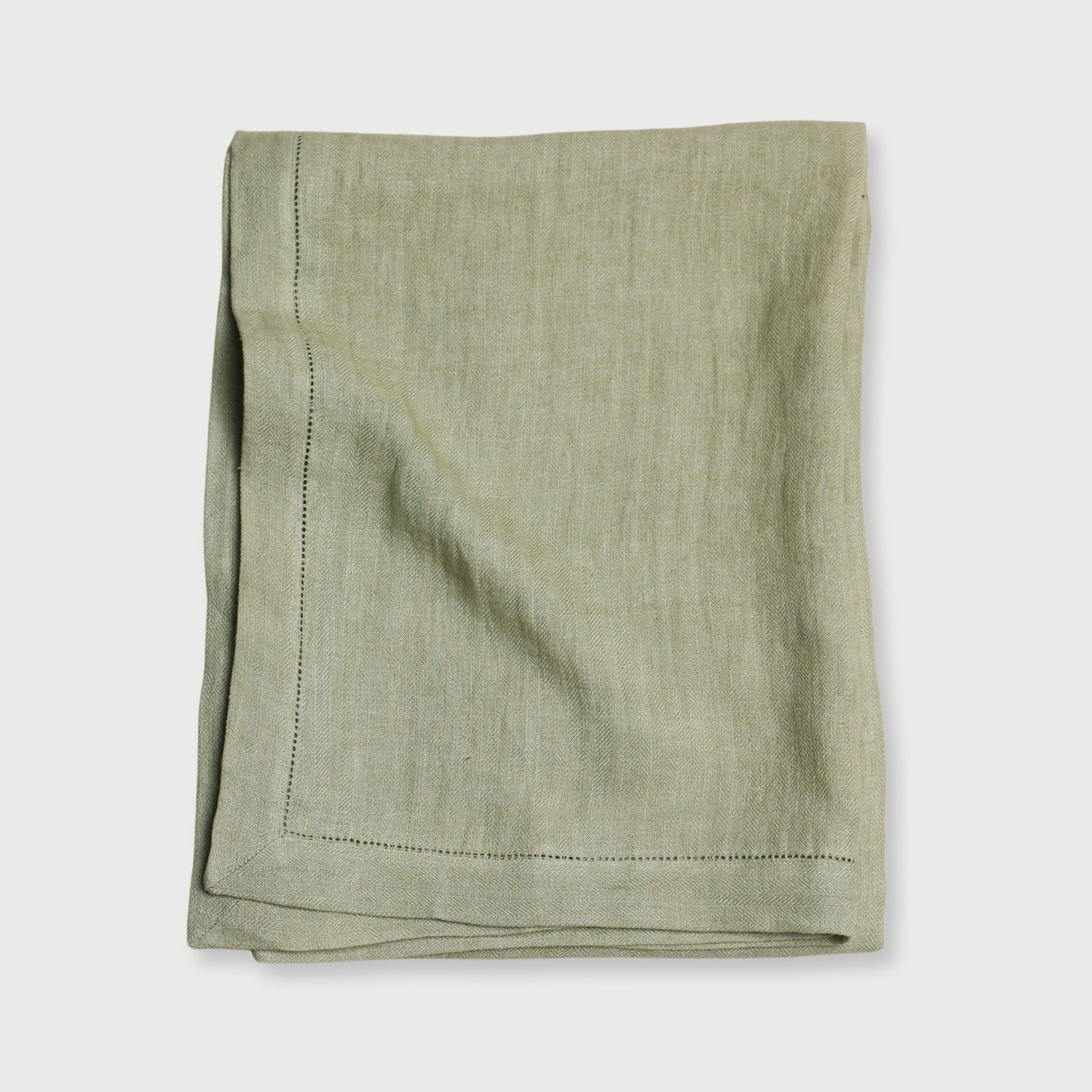 LINEN SAGE HERRINGBONE TABLE COVER