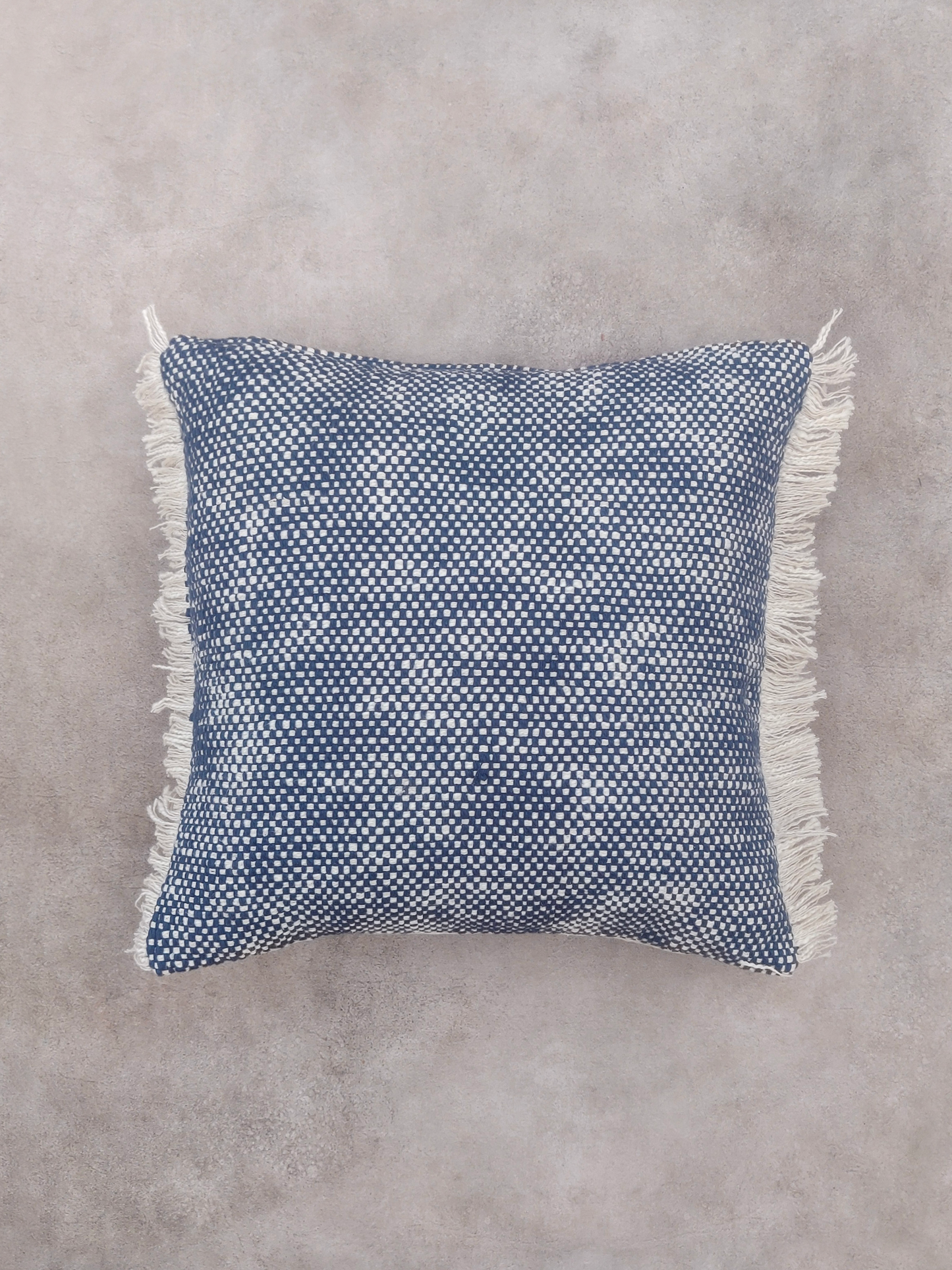 Blue and White Textured Cushion