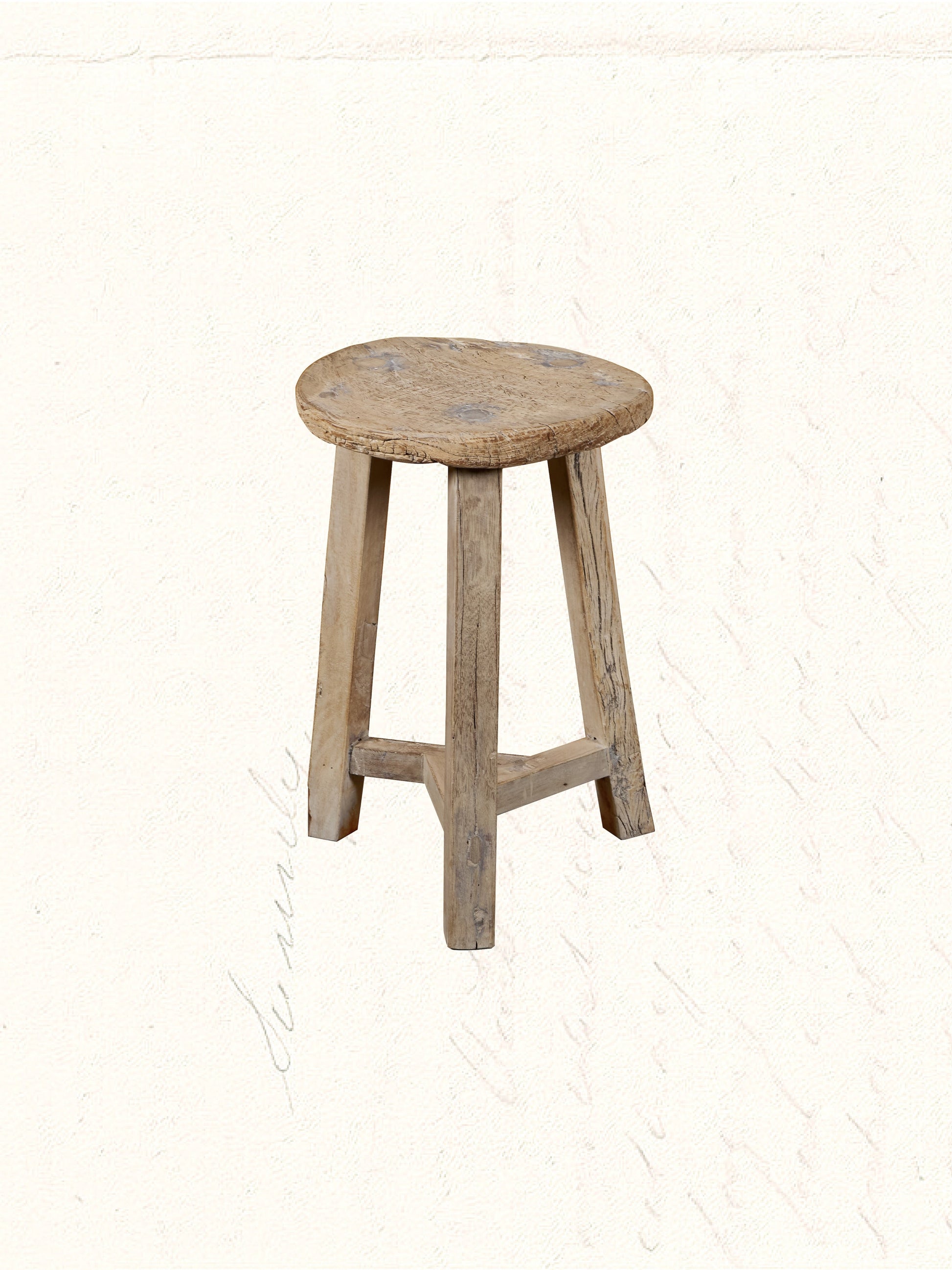 Rustic reclaimed-wood stool with natural grain, no. 1205