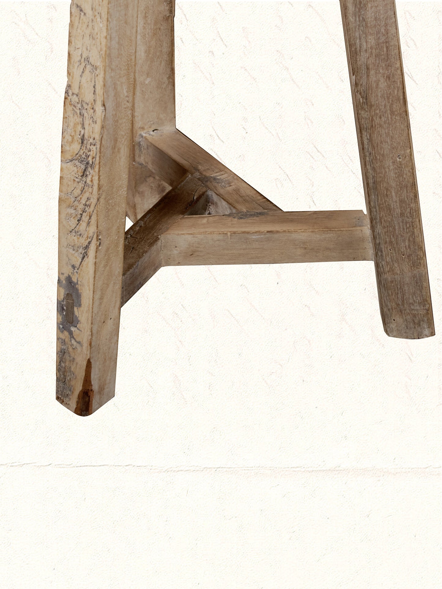 Rustic reclaimed-wood stool with natural grain, no. 1205 - view 3