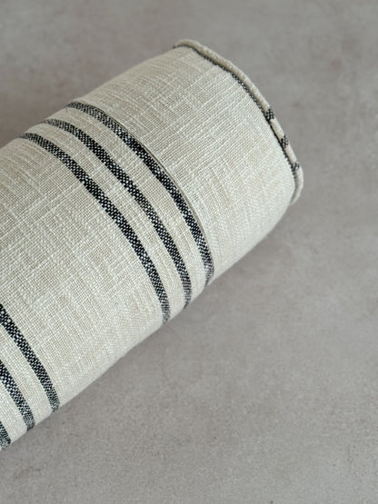 STRIPED BOLSTER CUSHION in BLACK - cotton cushion cover - ALTROVE