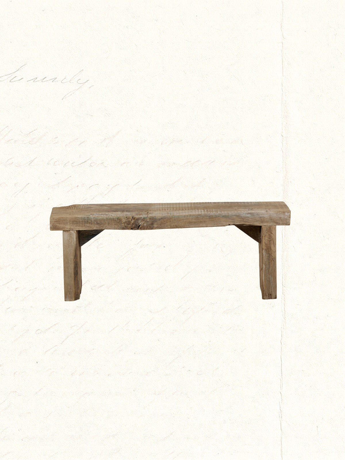 Bench repurposed from reclaimed Indian construction timber, rustic and aged, no. 2704