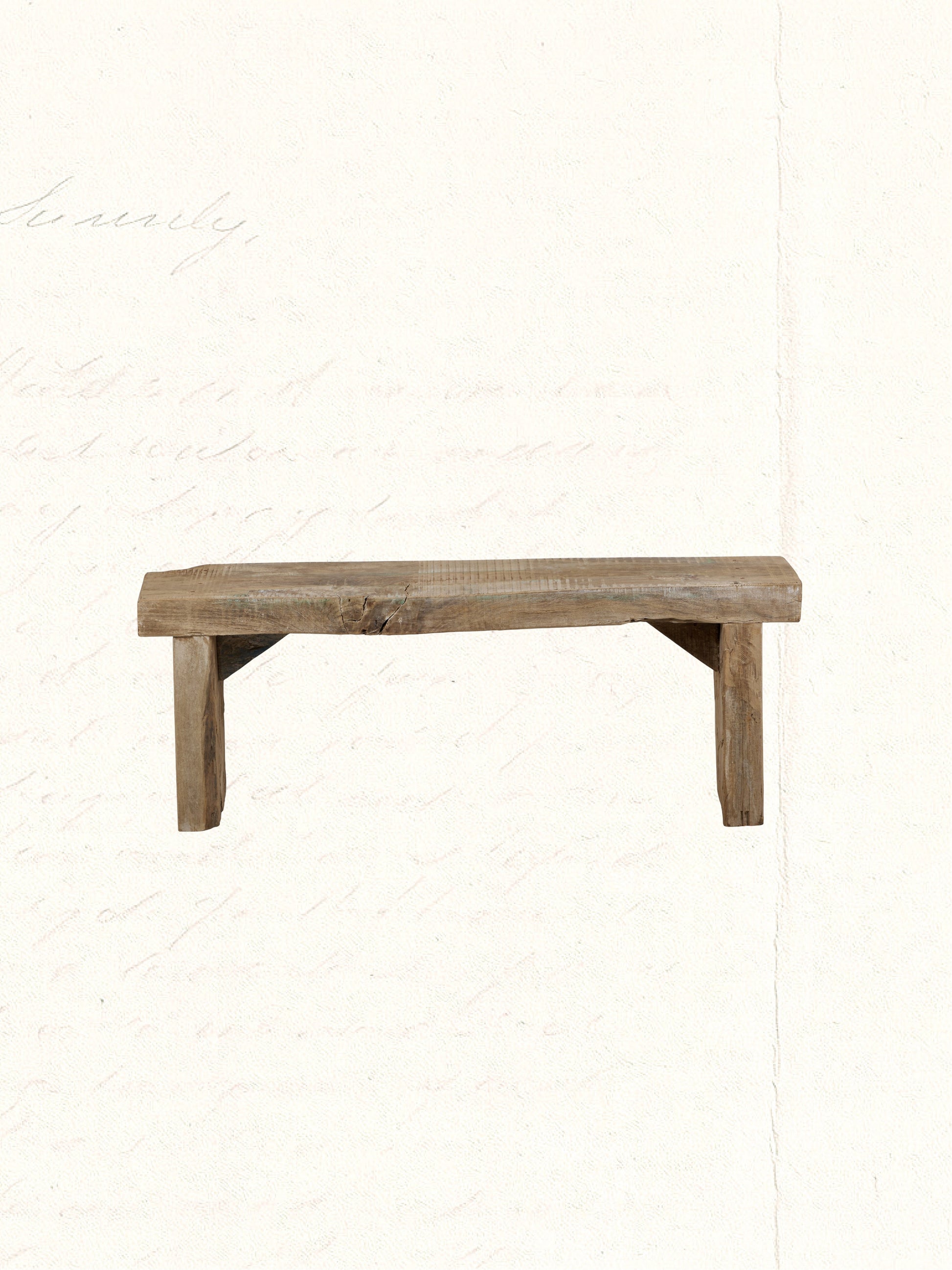 Bench repurposed from reclaimed Indian construction timber, rustic and aged, no. 2704
