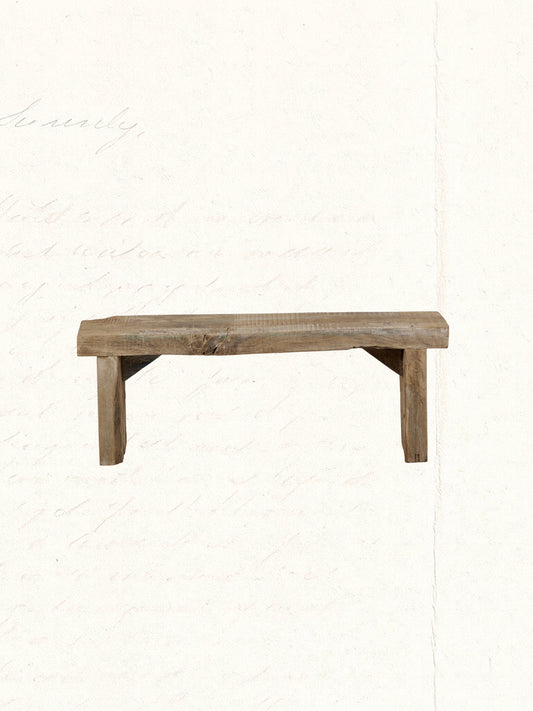 Bench repurposed from reclaimed Indian construction timber, rustic and aged, no. 2704