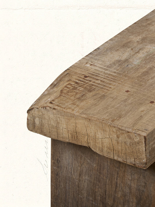 Bench repurposed from reclaimed Indian construction timber, rustic and aged, no. 2704 - view 2
