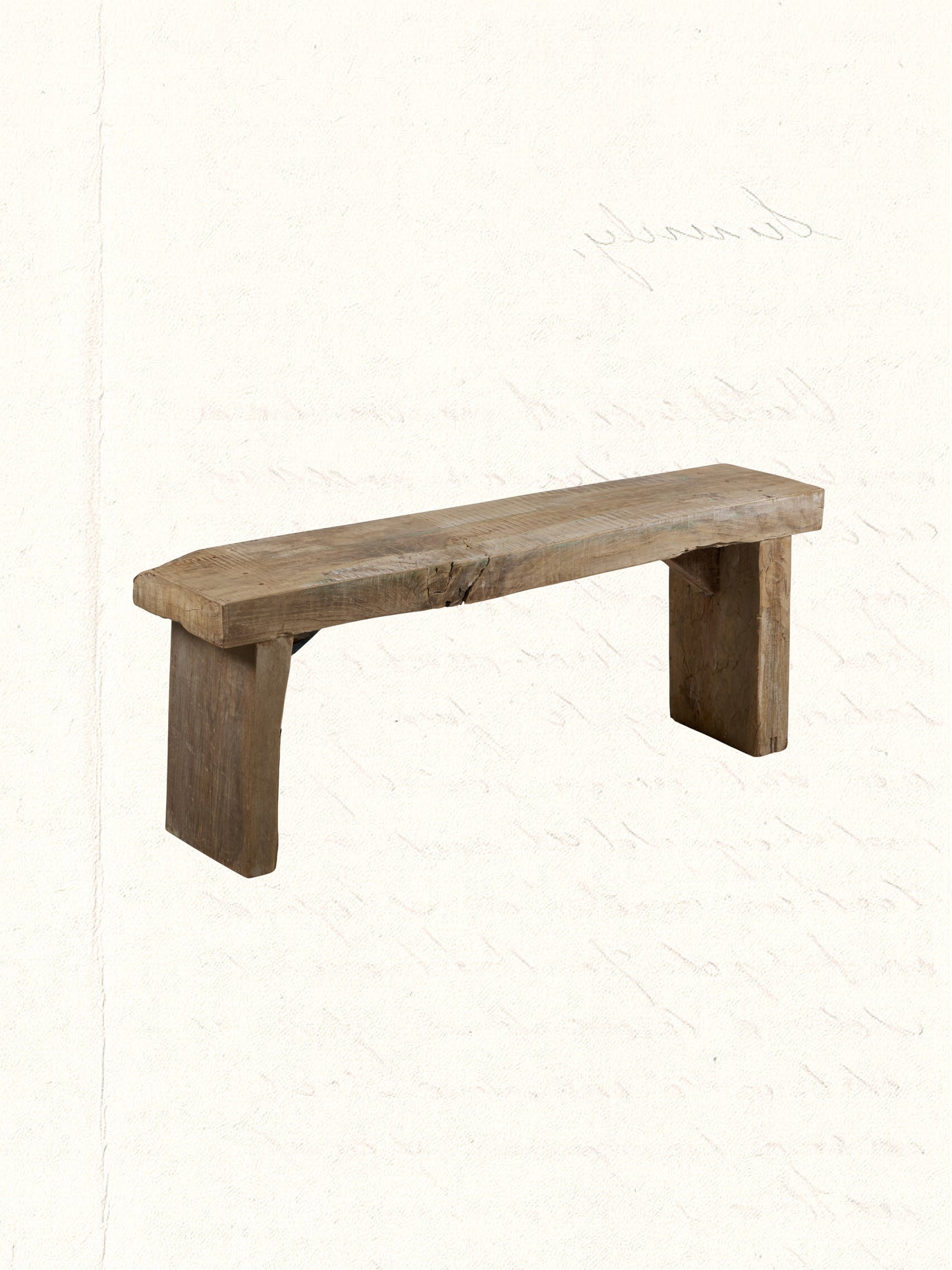 Bench repurposed from reclaimed Indian construction timber, rustic and aged, no. 2704 - view 3
