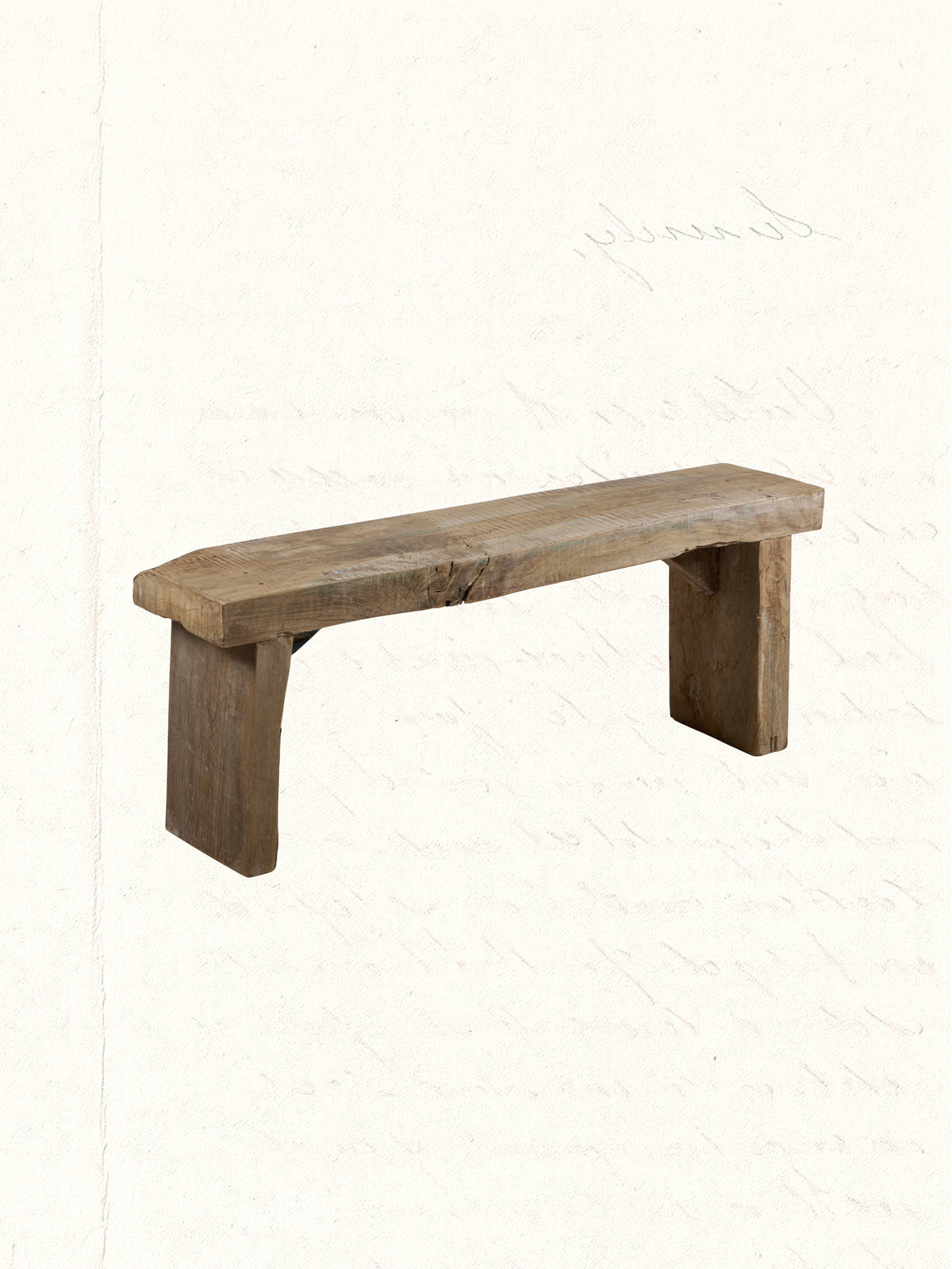 Bench repurposed from reclaimed Indian construction timber, rustic and aged, no. 2704 - view 3