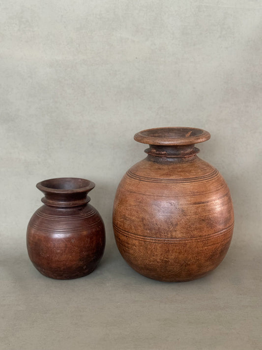 EMMA ROUND VINTAGE WOOD VASES