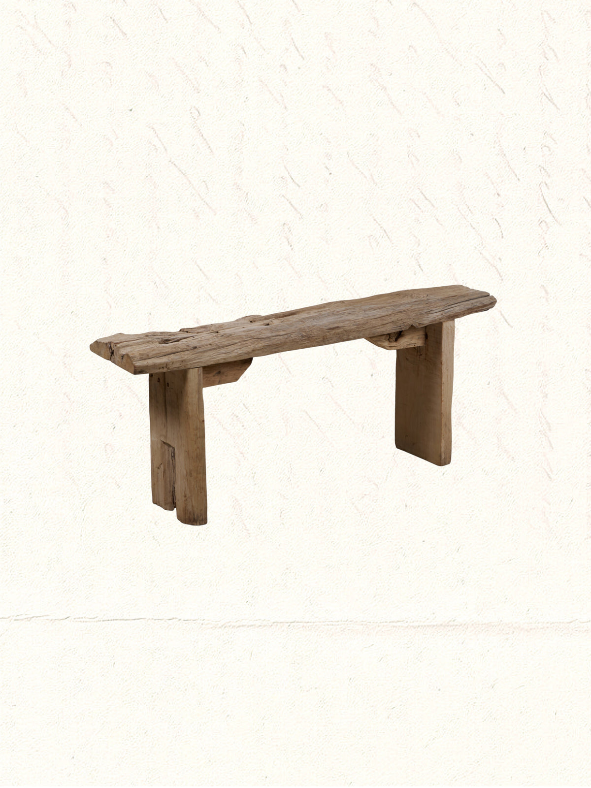 Bench repurposed from reclaimed Indian construction timber, rustic and aged, no. 0812 - view 3