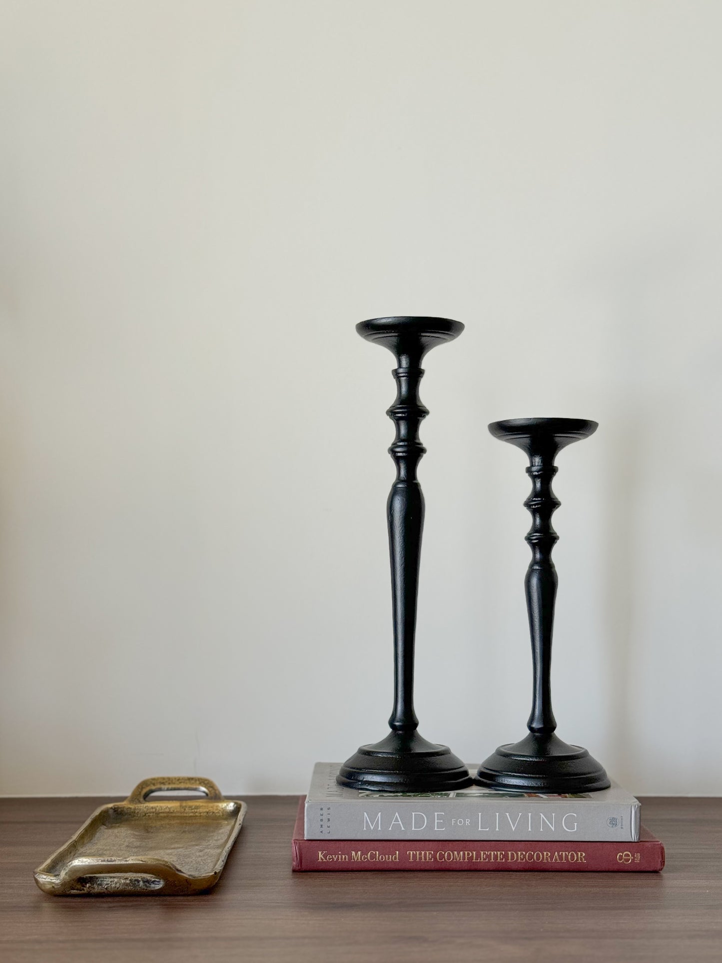BLACK CANDLE STAND SET