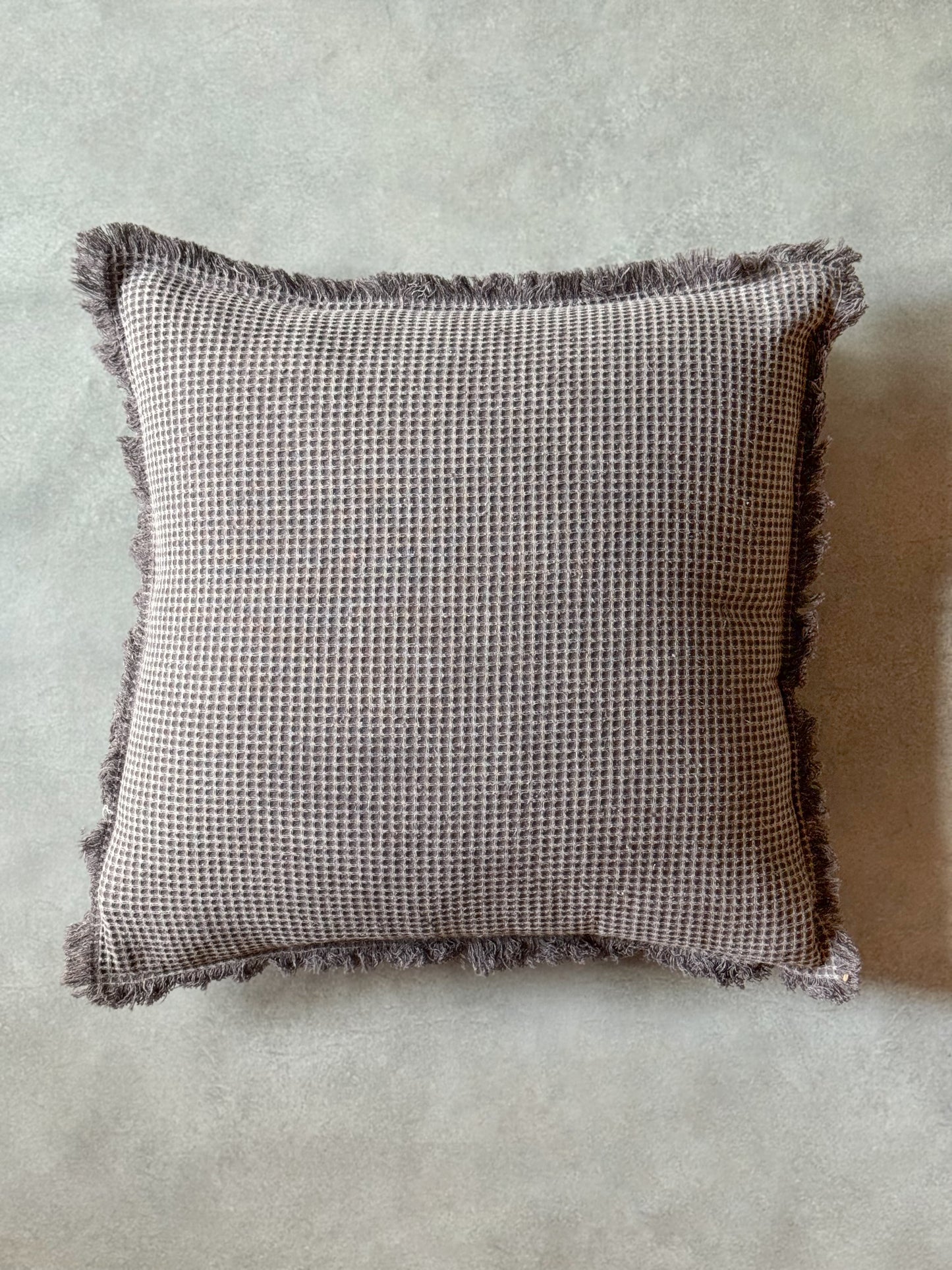 WAFFLE CUSHION in GREY- cotton cushion cover-ALTROVE