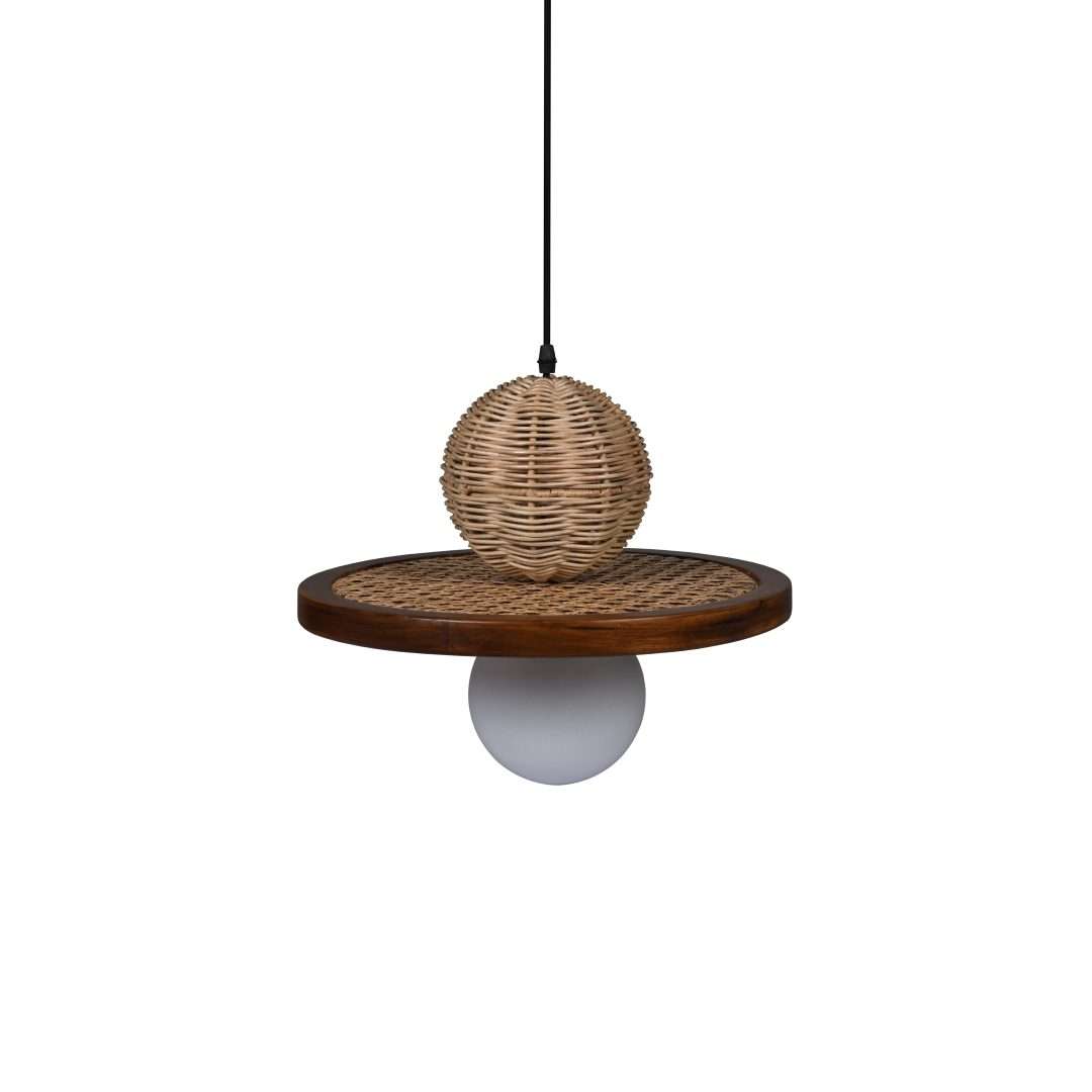 Satoi Teak Cane Pendant Lamp