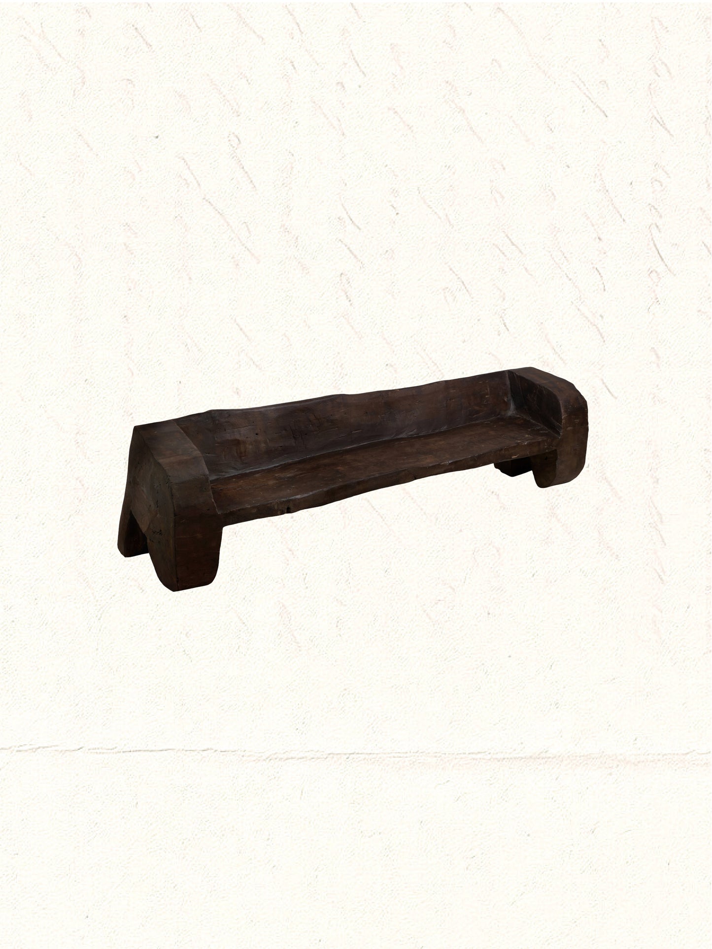 Vintage Naga teak bench, hand-carved tribal seat over 50 years old, no. 2024 - view 3