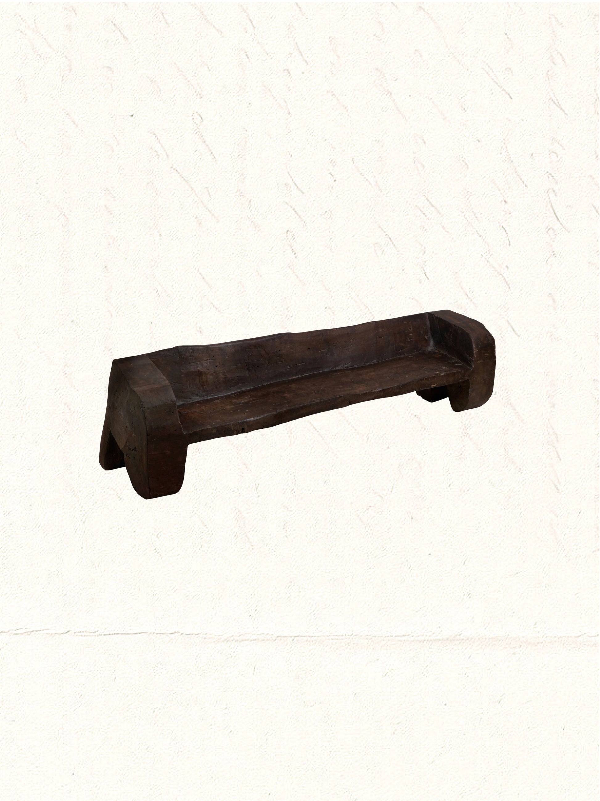 Vintage Naga teak bench, hand-carved tribal seat over 50 years old, no. 2024 - view 3