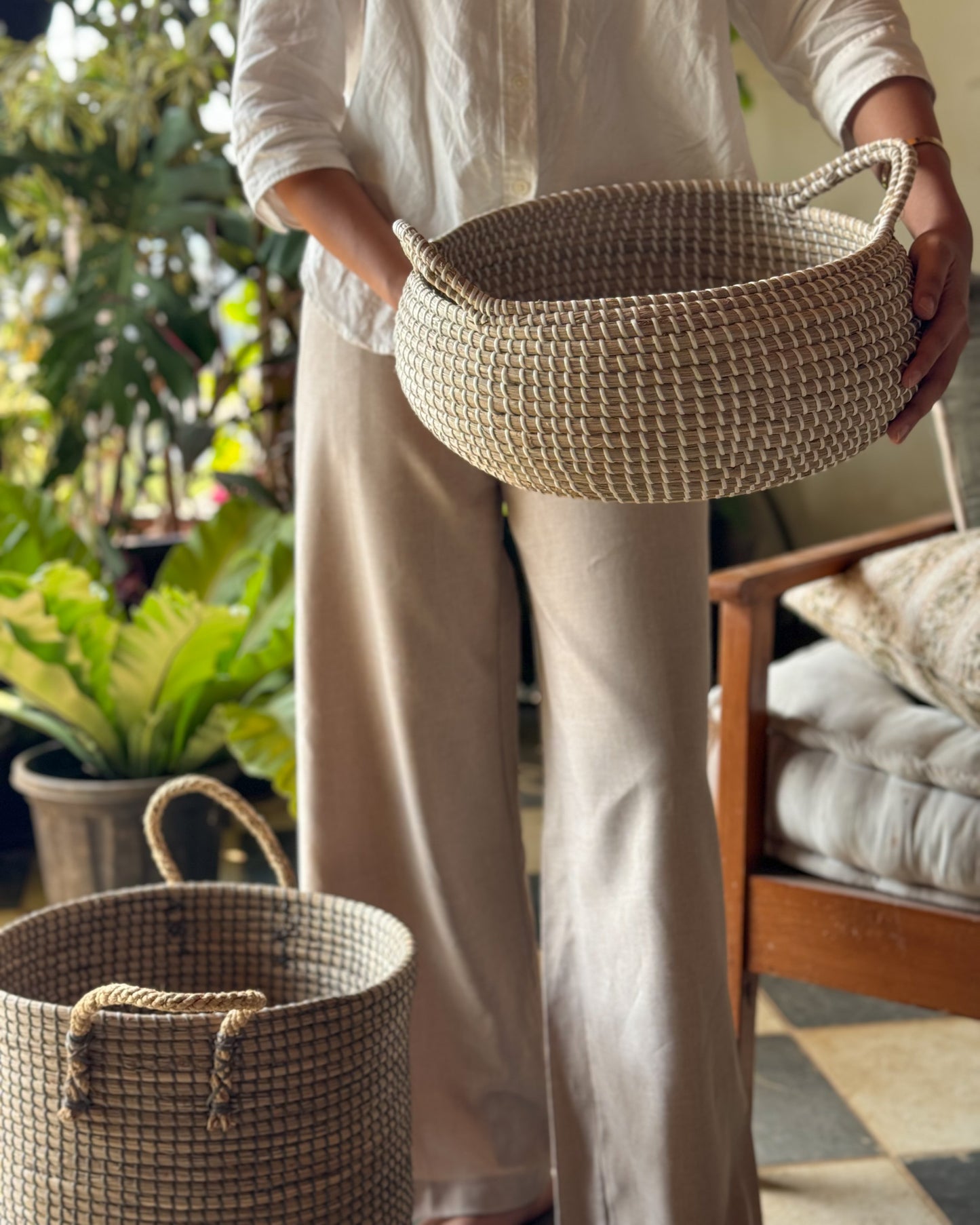 HIBO WHITE SEAGRASS BASKET