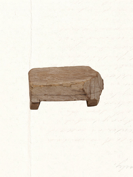 Low vintage Rajasthani wooden bajot used as a display riser, no. 0411