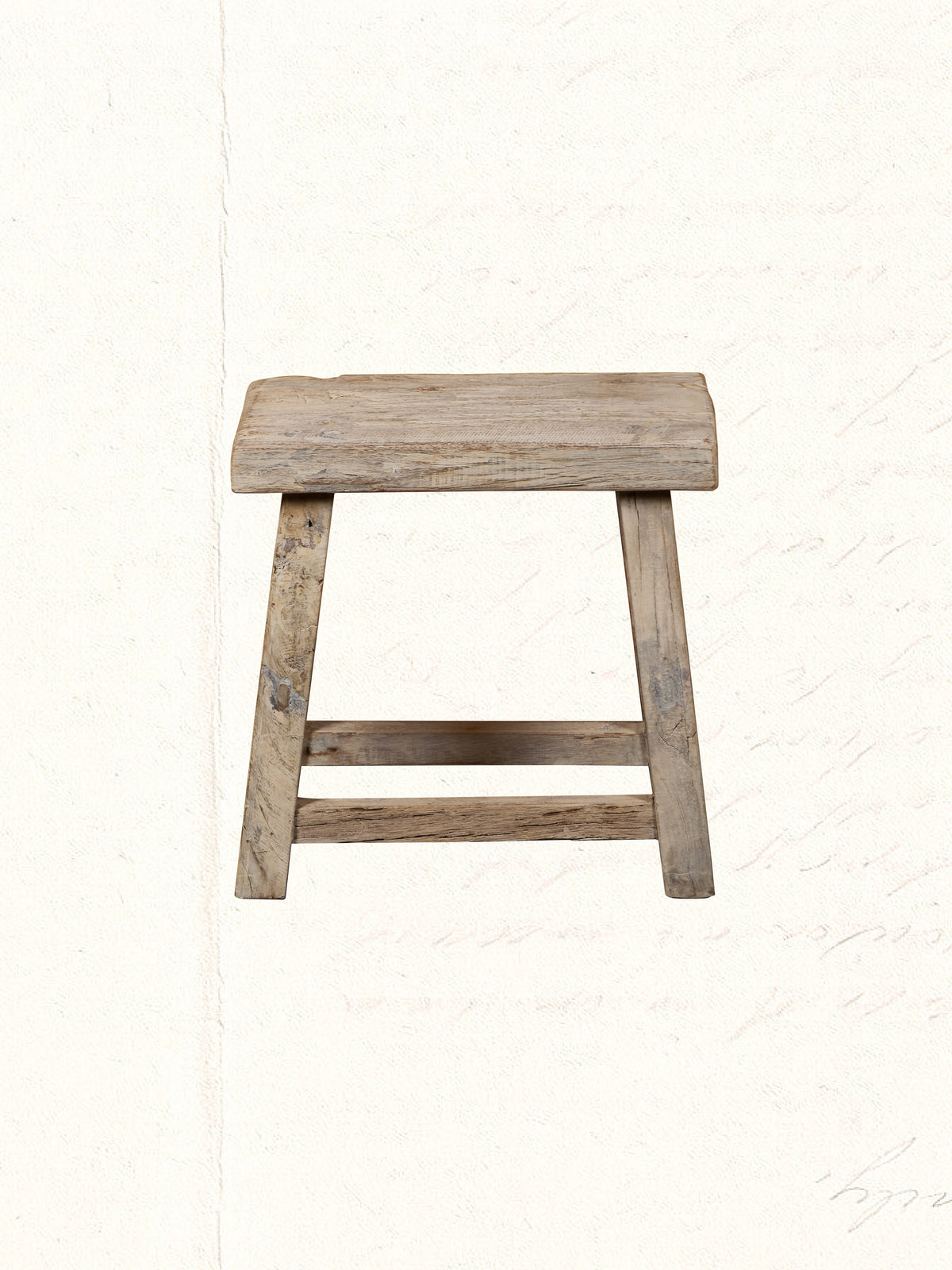 Rustic reclaimed-wood stool with natural grain, no. 0706