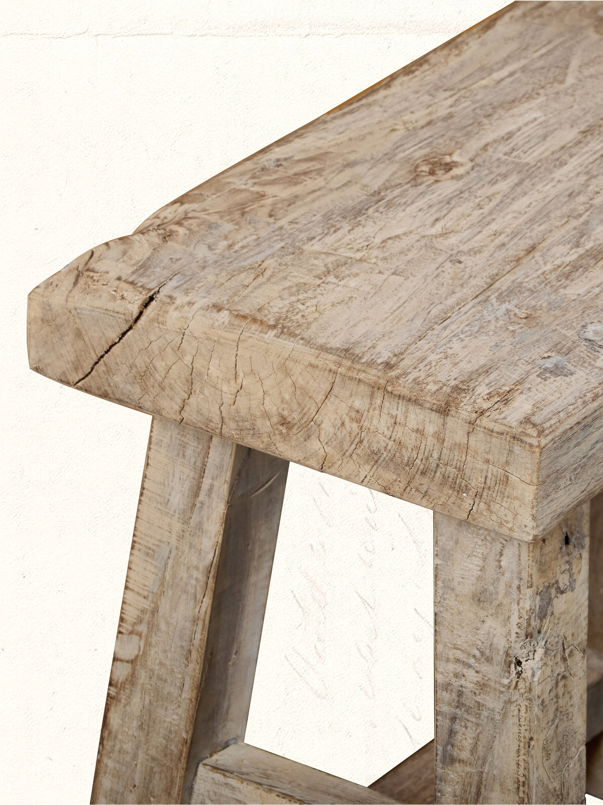 Rustic reclaimed-wood stool with natural grain, no. 0706 - view 2