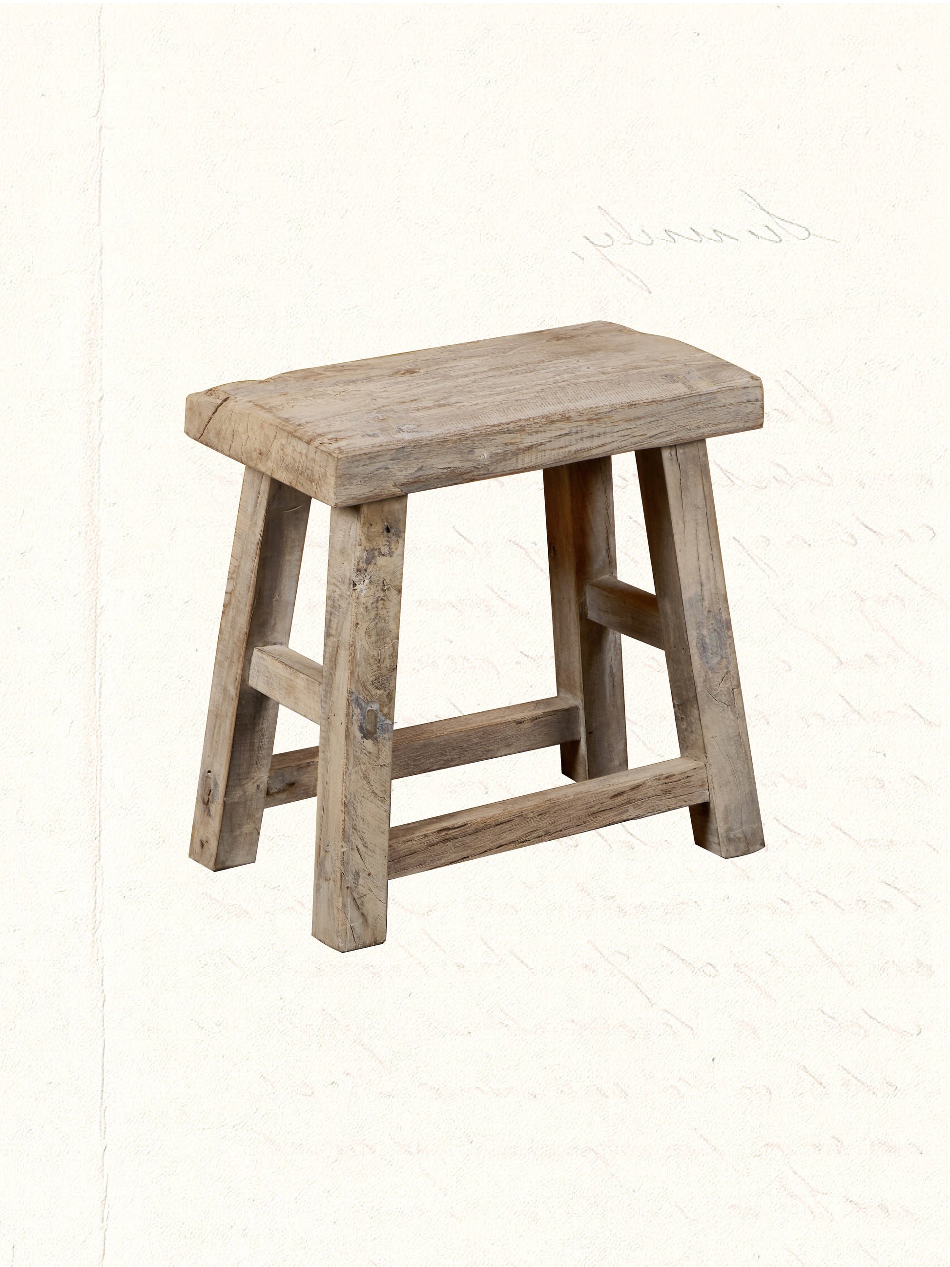 Rustic reclaimed-wood stool with natural grain, no. 0706 - view 3