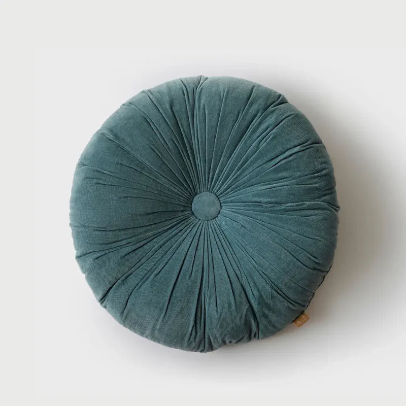 CUDDLE  TEAL VELVET ROUND CUSHION