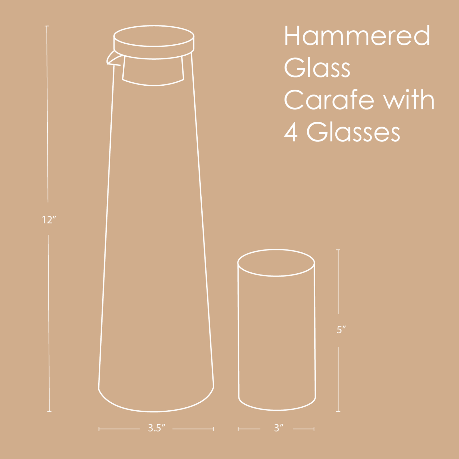 HAMMERED GLASS CARAFE WITH 4 GLASSES – ALTROVE