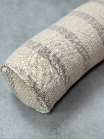CARA GREY STRIPED BOLSTER CUSHION