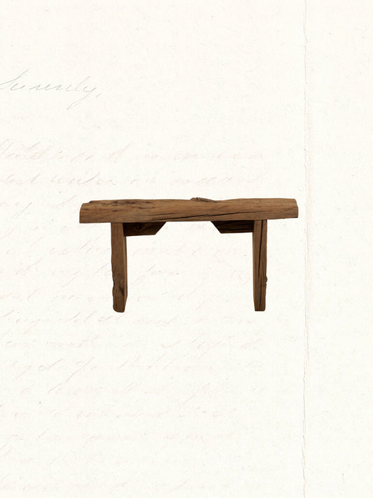 Bench repurposed from reclaimed Indian construction timber, rustic and aged, no. 1608