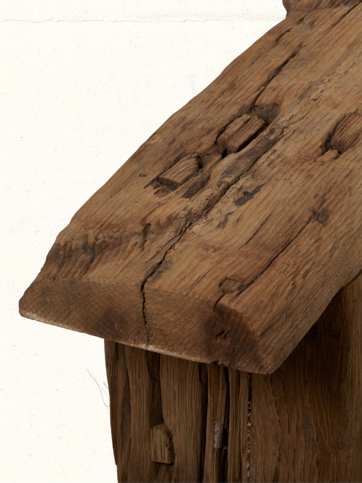 Bench repurposed from reclaimed Indian construction timber, rustic and aged, no. 1608 - view 2