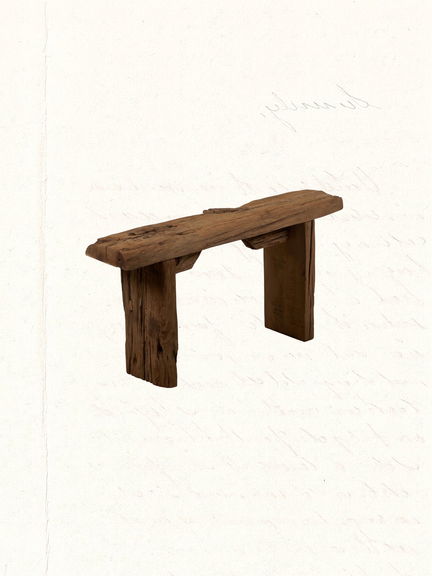 Bench repurposed from reclaimed Indian construction timber, rustic and aged, no. 1608 - view 3