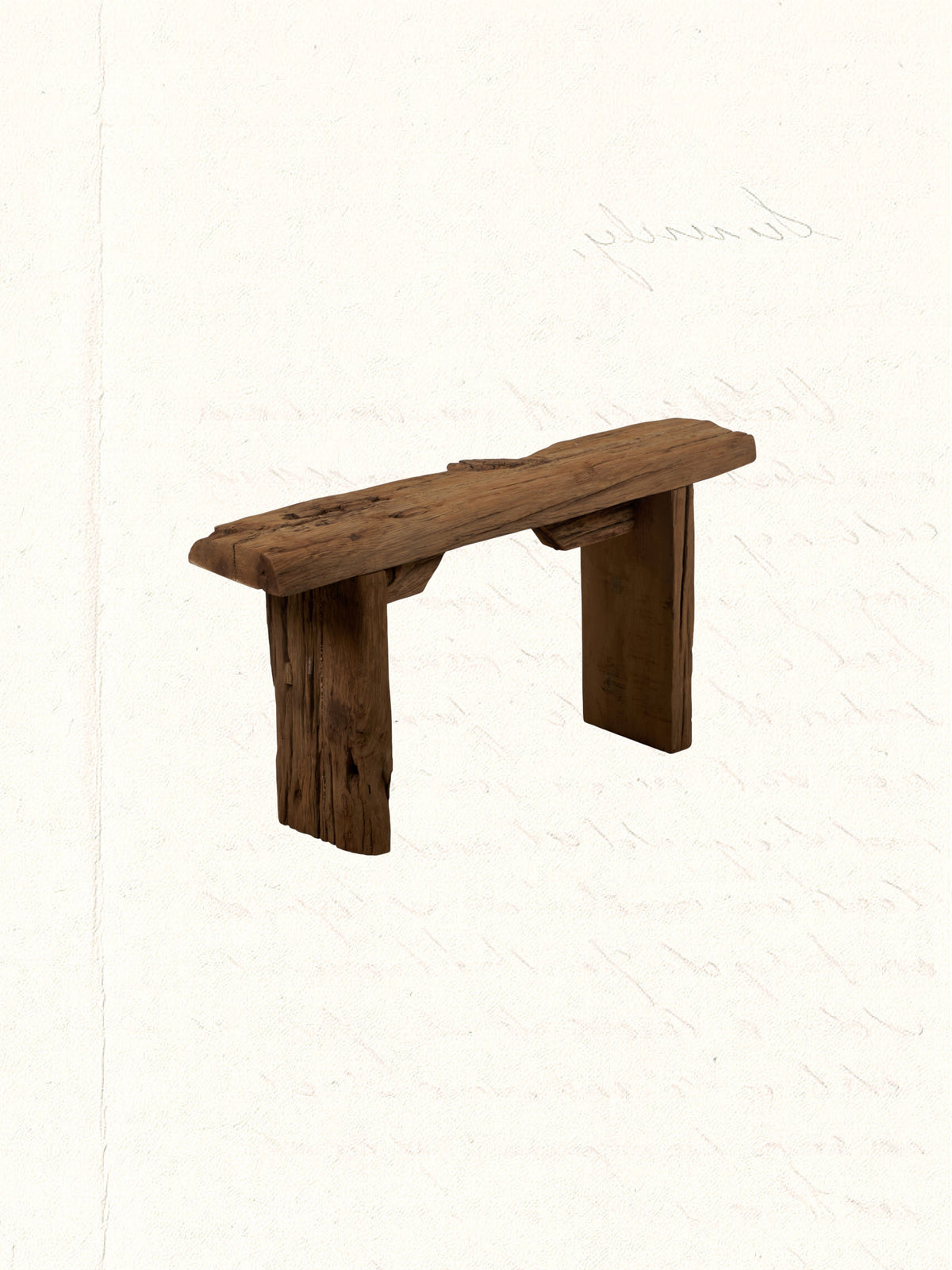 Bench repurposed from reclaimed Indian construction timber, rustic and aged, no. 1608 - view 3
