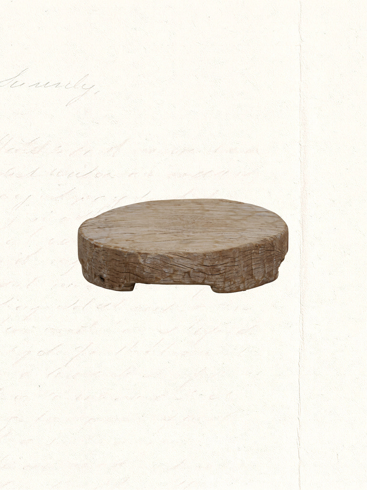 Vintage reclaimed-wood chapati plate from a Rajasthani kitchen, no. 2612