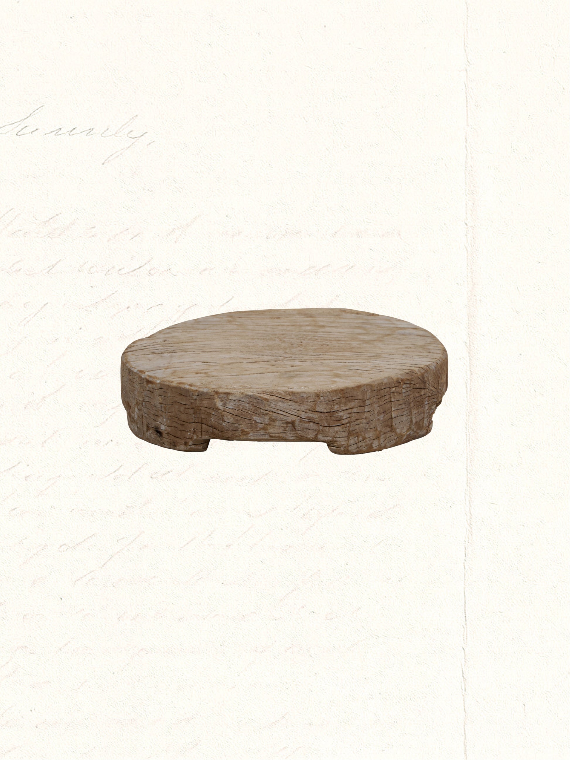 Vintage reclaimed-wood chapati plate from a Rajasthani kitchen, no. 2612