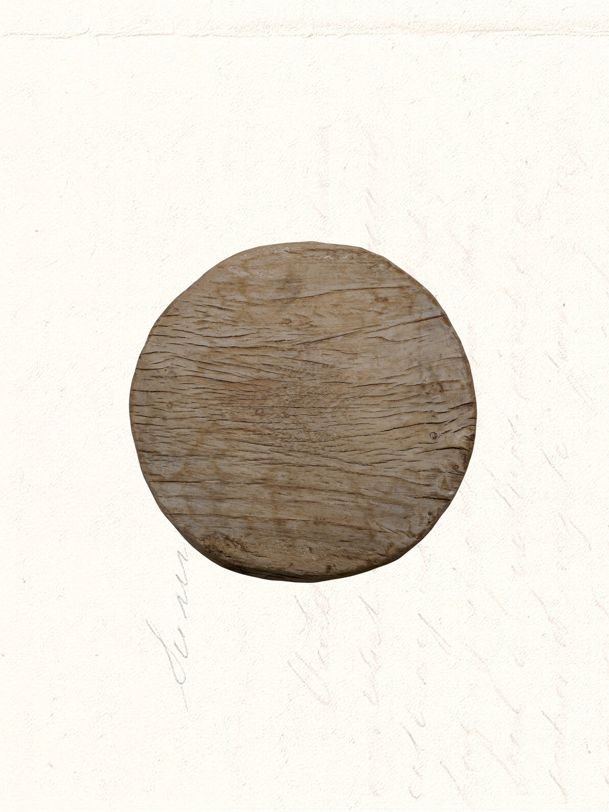 Vintage reclaimed-wood chapati plate from a Rajasthani kitchen, no. 2612 - view 2