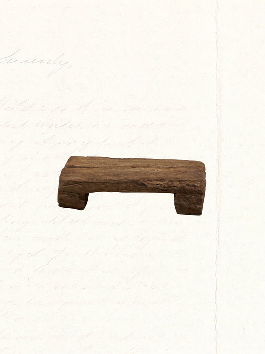 Low vintage Rajasthani wooden bajot used as a display riser, no. 2801