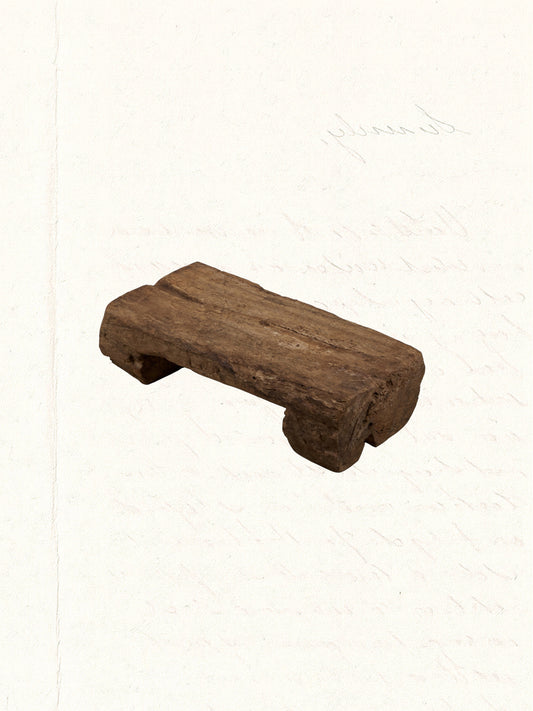 Low vintage Rajasthani wooden bajot used as a display riser, no. 2801 - view 2