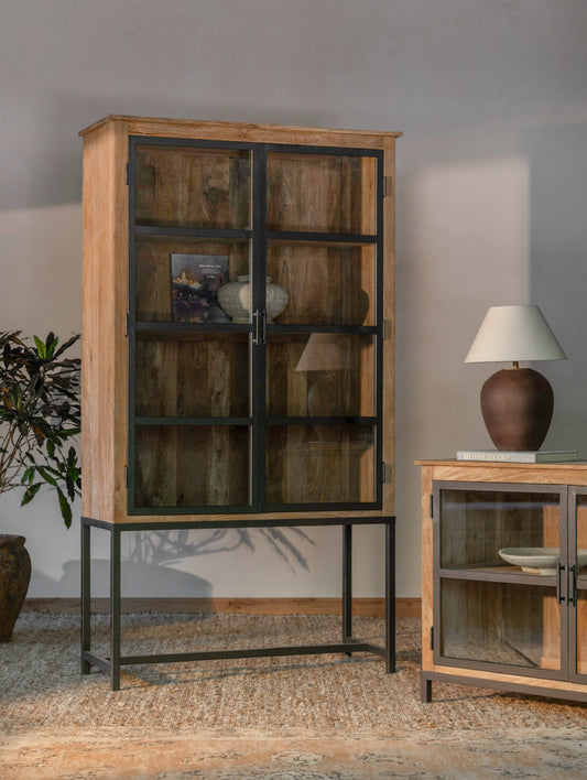 CLAIRE 4 SHELF WIDE CABINET- wood furniture - ALTROVE