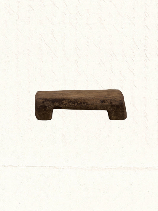 Low vintage Rajasthani wooden bajot used as a display riser, no. 0909
