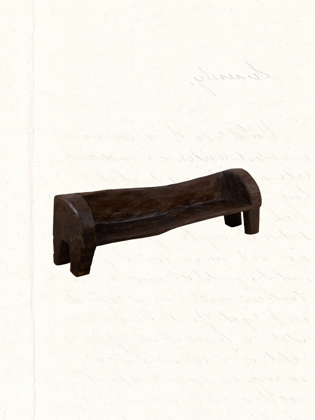 Vintage Naga teak bench, hand-carved tribal seat over 50 years old, no. 2018 - view 3
