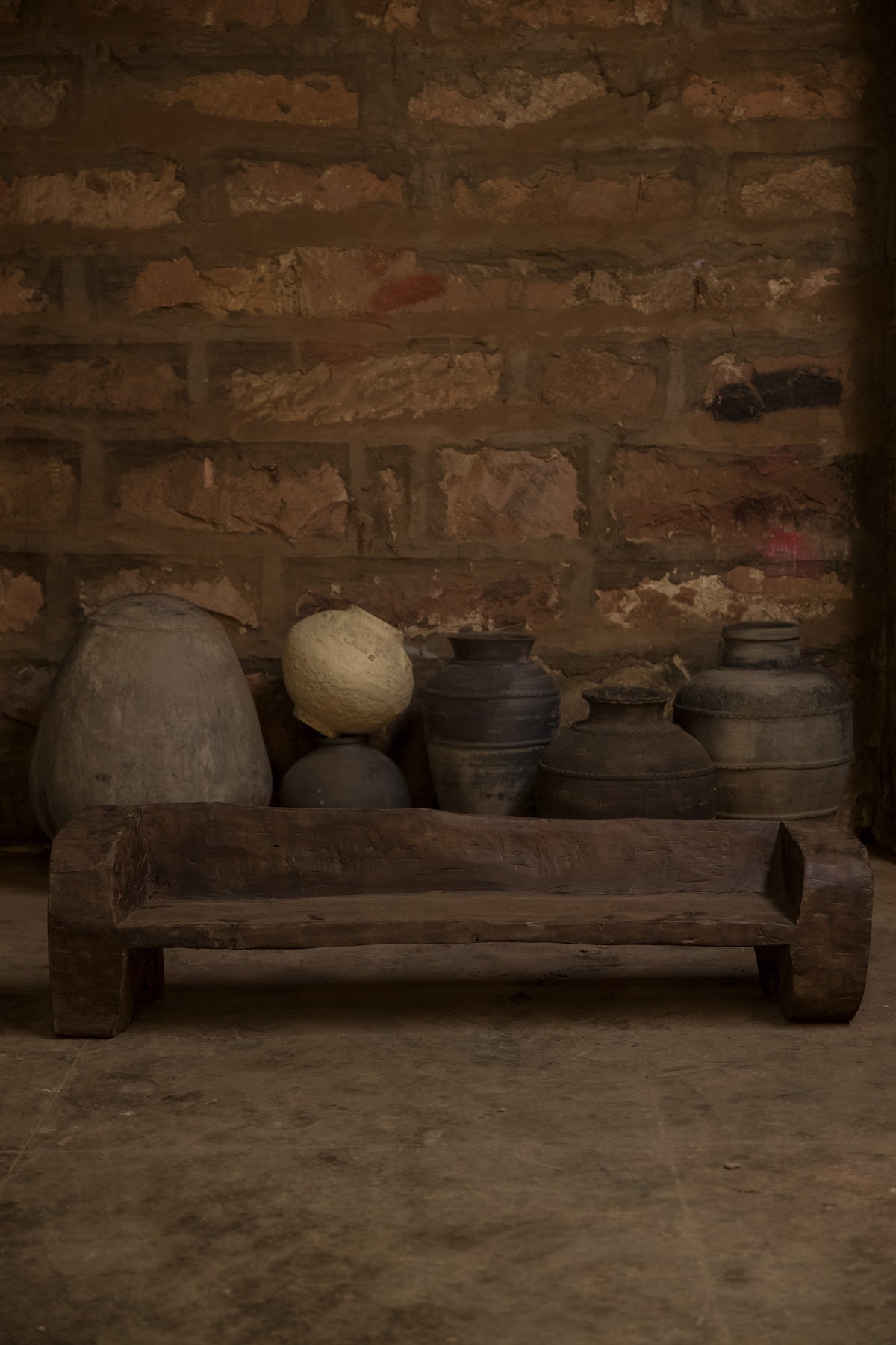Vintage Naga teak bench, hand-carved tribal seat over 50 years old, no. 2018 - view 4